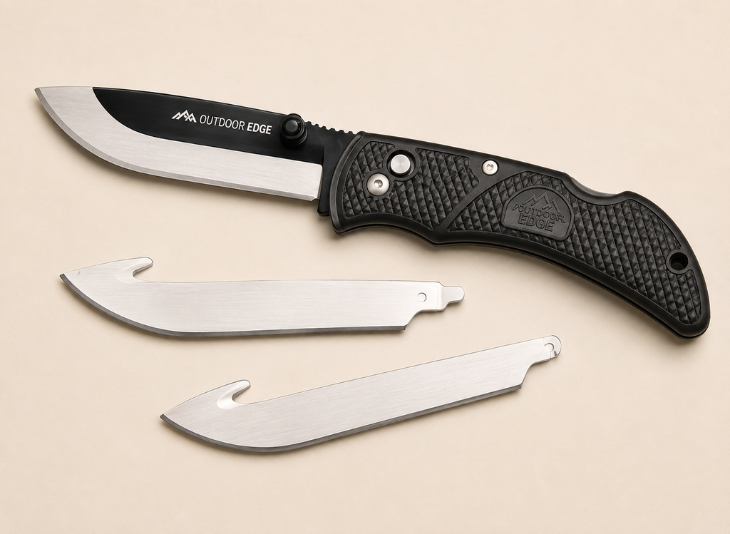 OUTDOOR EDGE Onyx EDC 3.0" Folding Pocket Knife – Replaceable Blade System with Pocket Clip, Lockback Safety and 3 Blades