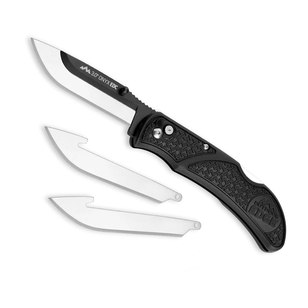 OUTDOOR EDGE Onyx EDC 3.0" Folding Pocket Knife – Replaceable Blade System with Pocket Clip, Lockback Safety and 3 Blades